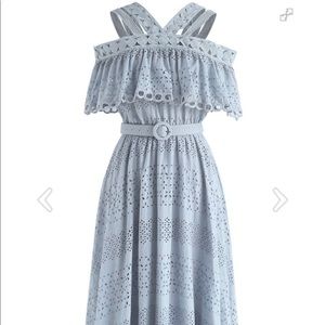 Chicwish midi eyelet off the shoulder dress